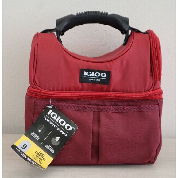 Igloo Playmate Gripper Red 9 Can Capacity Fully Insulated Cooler Bag - Picture 1 of 11